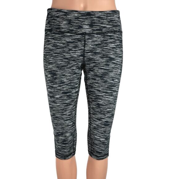 Zella Black Space Dye Low Rice Pull On Stretch Workout Capri Leggings Size M - Picture 1 of 4